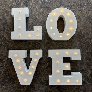 White Marquee Light Up LOVE Letters Wedding Shower Romantic Decor 7” Each Tested